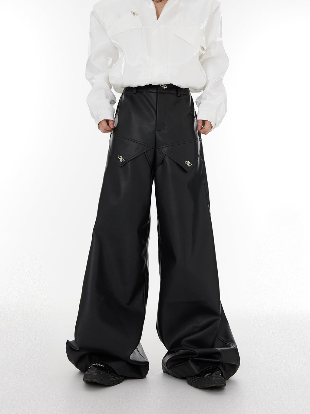 ArguE CulturE High Waist Wide Leg Leather Pants - COPPING THREADS - ArguE CulturE