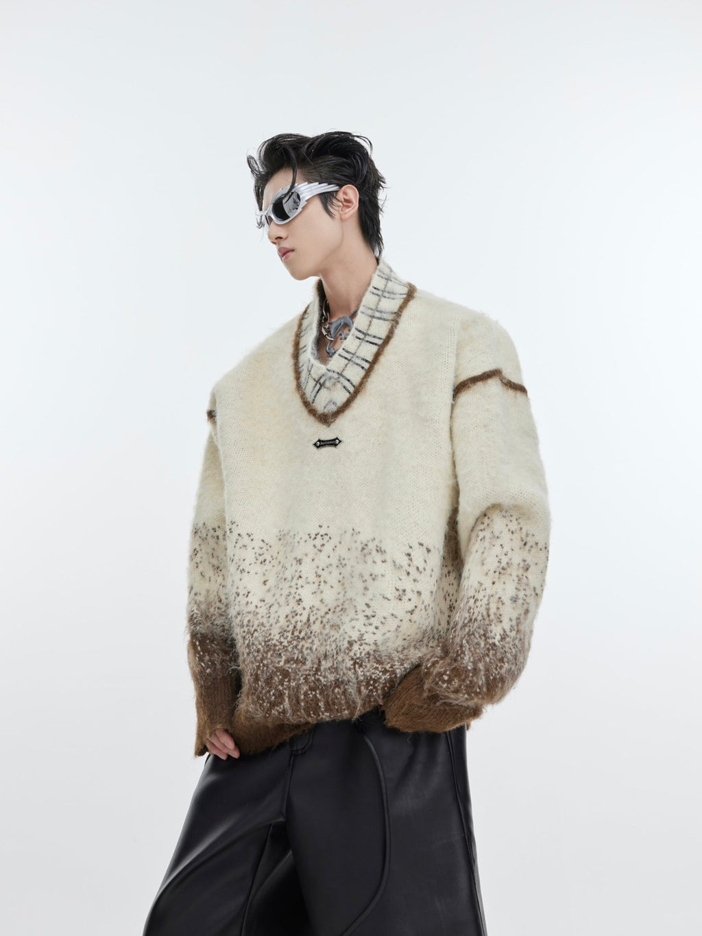 ArguE CulturE Polka Dot Gradient V - neck Silhouette Sweater - COPPING THREADS - ArguE CulturE