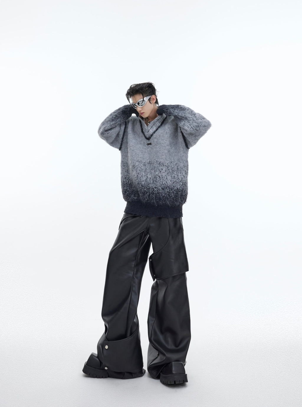 ArguE CulturE Polka Dot Gradient V - neck Silhouette Sweater - COPPING THREADS - ArguE CulturE