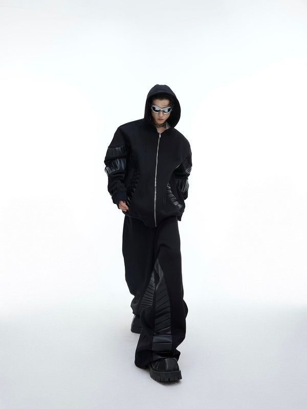 ArguE CulturE PU Leather Patchwork Hoodie - COPPING THREADS - ArguE CulturE