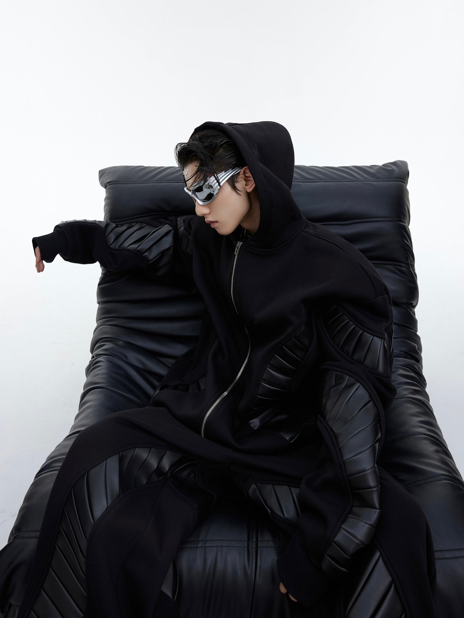 ArguE CulturE PU Leather Patchwork Hoodie - COPPING THREADS - ArguE CulturE