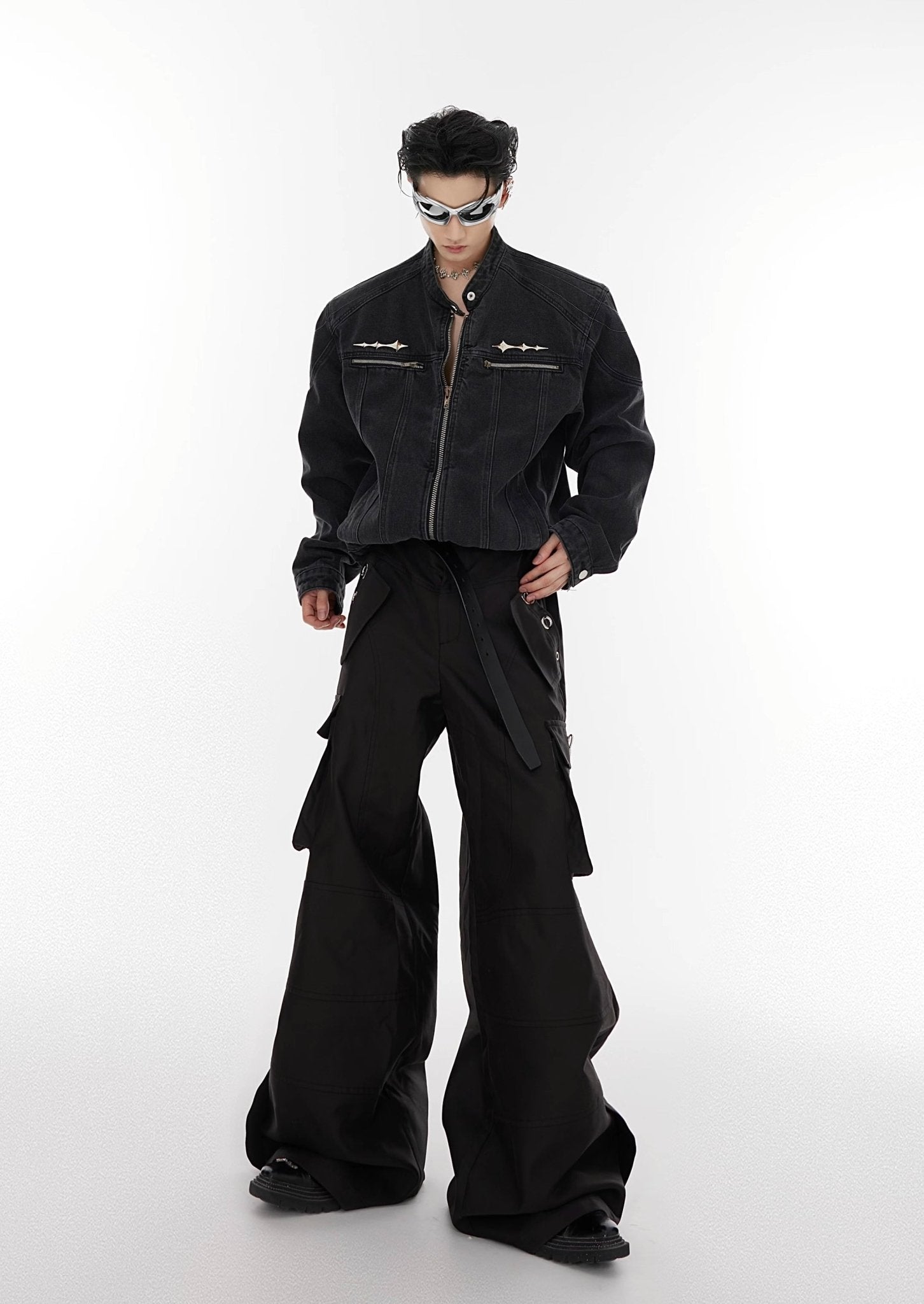 ArguE CulturE Washed Shoulder Pad Denim Jacket - COPPING THREADS - ArguE CulturE