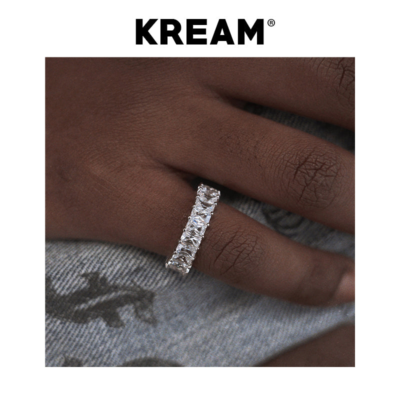 KREAM S925 Sterling Silver Rectangular Diamond Ring