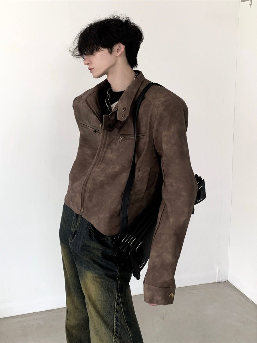 Brown Shoulder Pad Leather Jacket - COPPING THREADS - CT Select Main image
