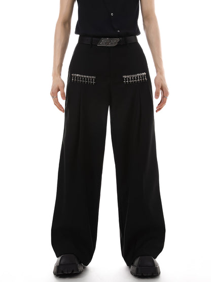 Metal Trim Straight Leg Trousers