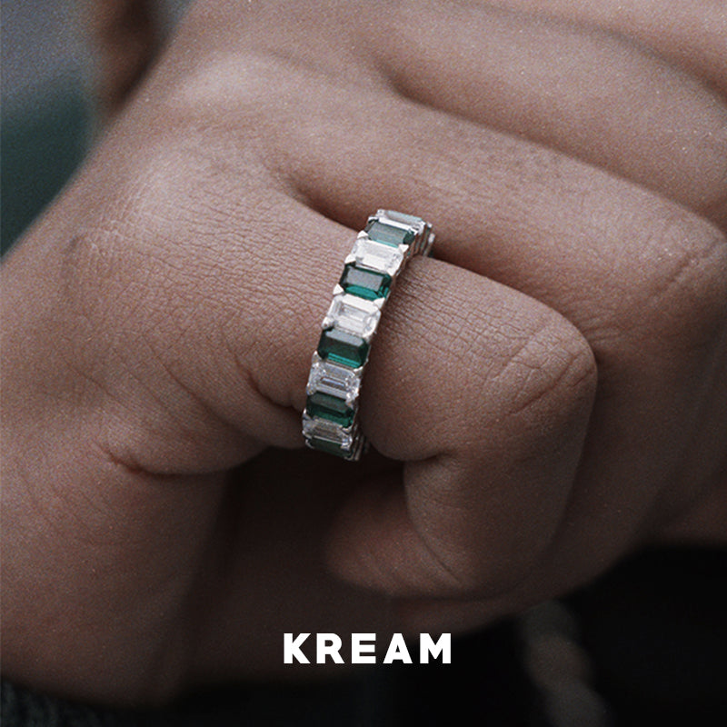 KREAM S925 Sterling Silver Square Diamond Ring