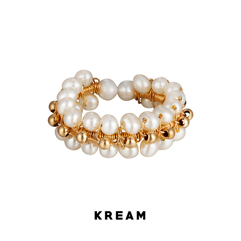 KREAM 14K ゴールドクラッド オープンラップ ナチュラルパールリング