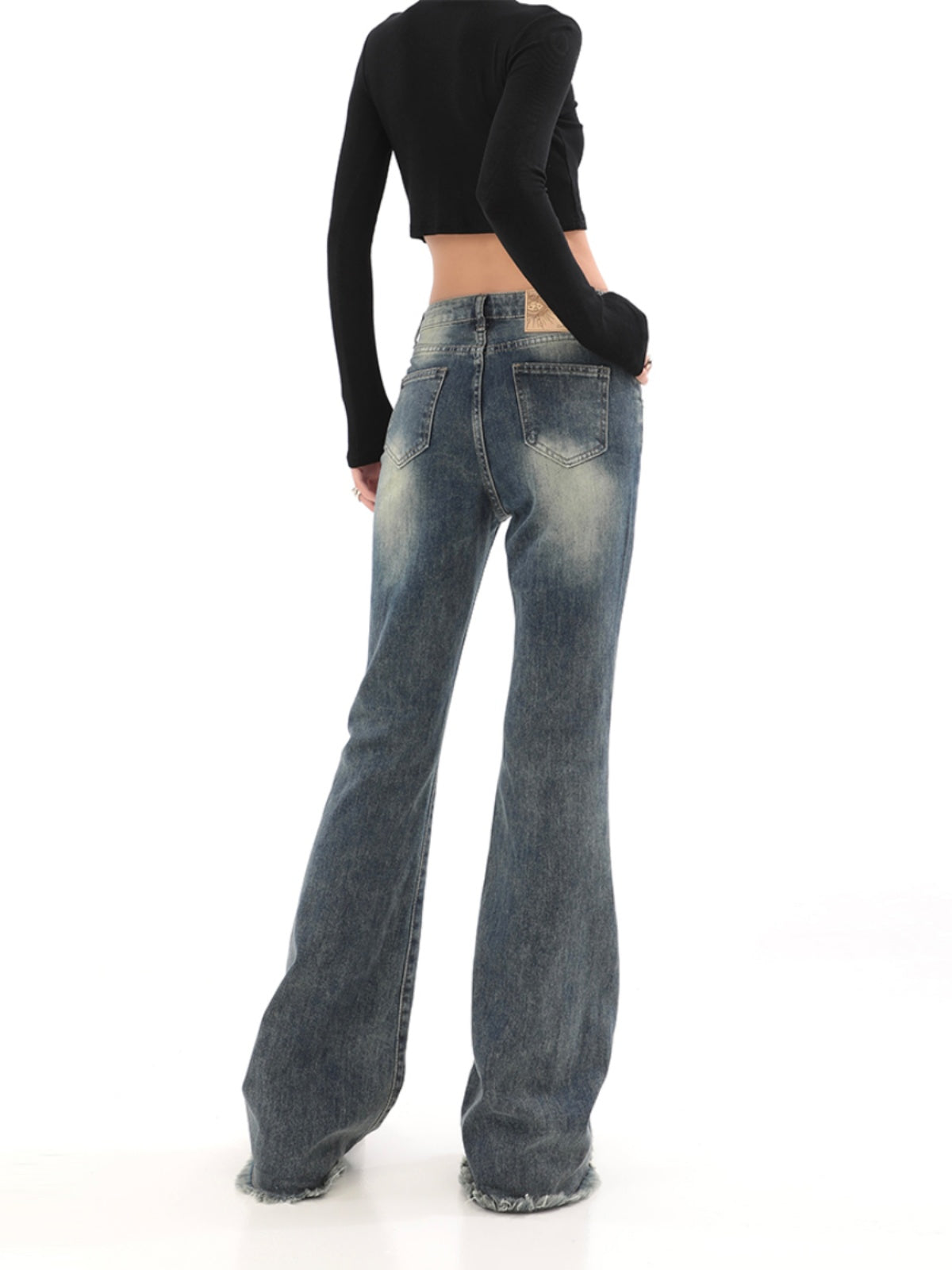 High Waist Raw Edge Denim