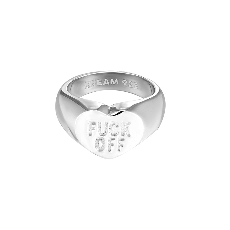 KREAM S925 sterling silver heart fuck off ring