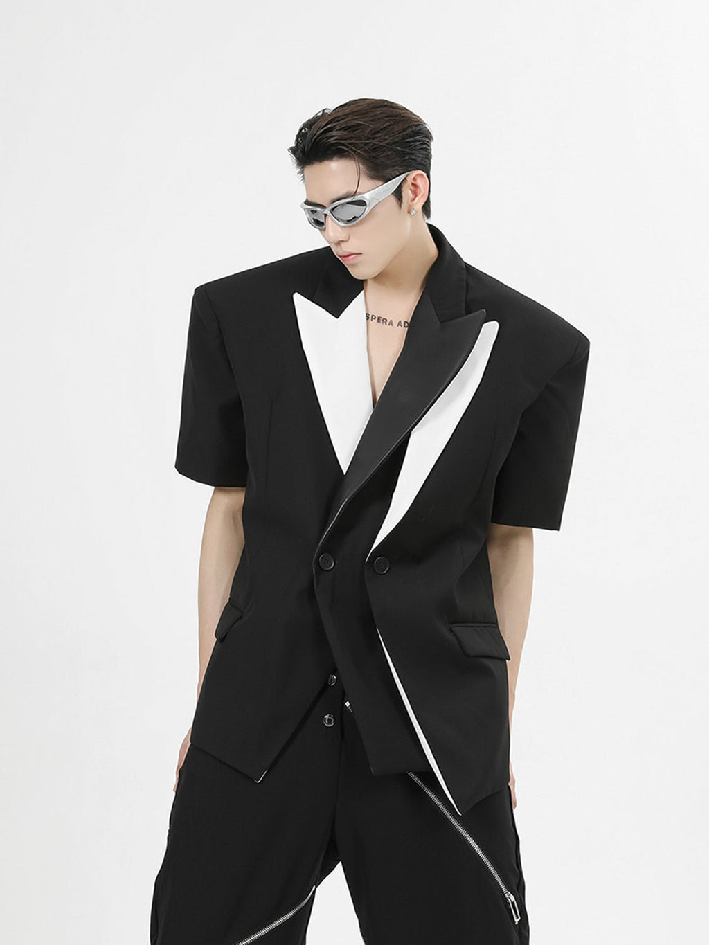 Contrast Shoulder Pad PU Leather Jacket - COPPING THREADS - CT Select