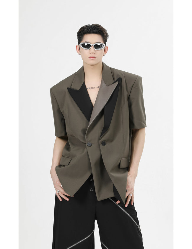 Contrast Shoulder Pad PU Leather Jacket - COPPING THREADS - CT Select Hover Image