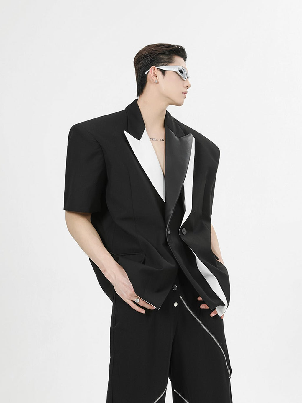 Contrast Shoulder Pad PU Leather Jacket - COPPING THREADS - CT Select