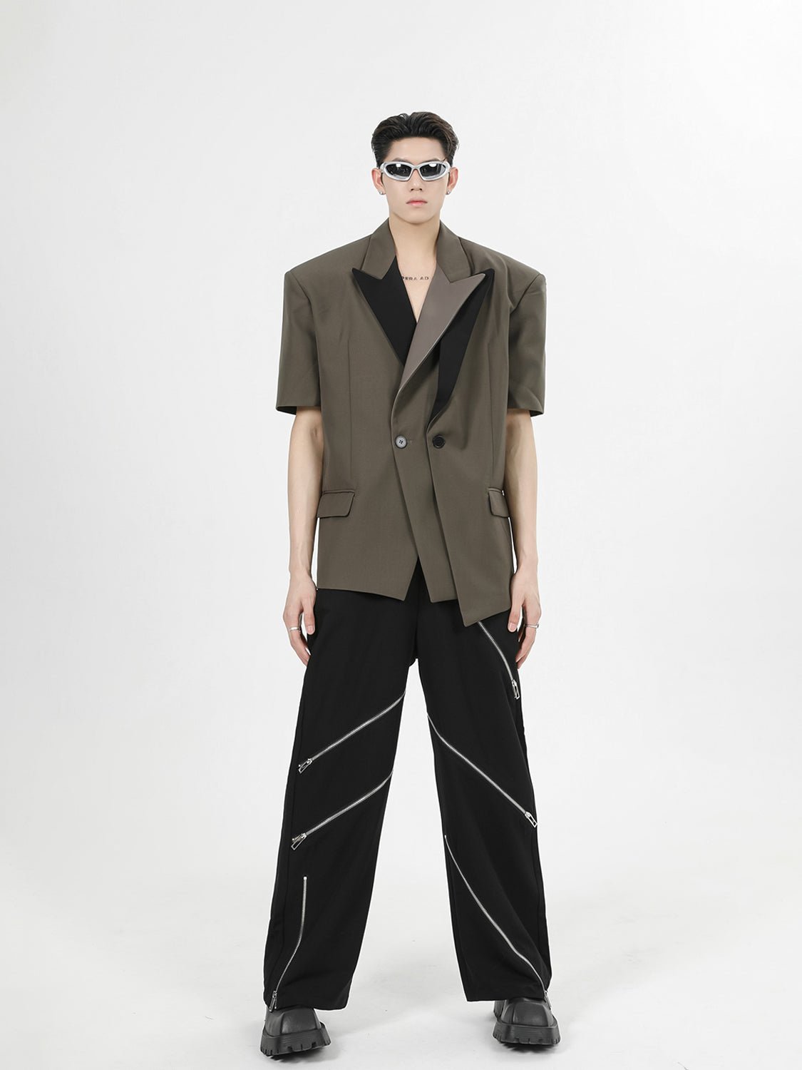 Contrast Shoulder Pad PU Leather Jacket - COPPING THREADS - CT Select