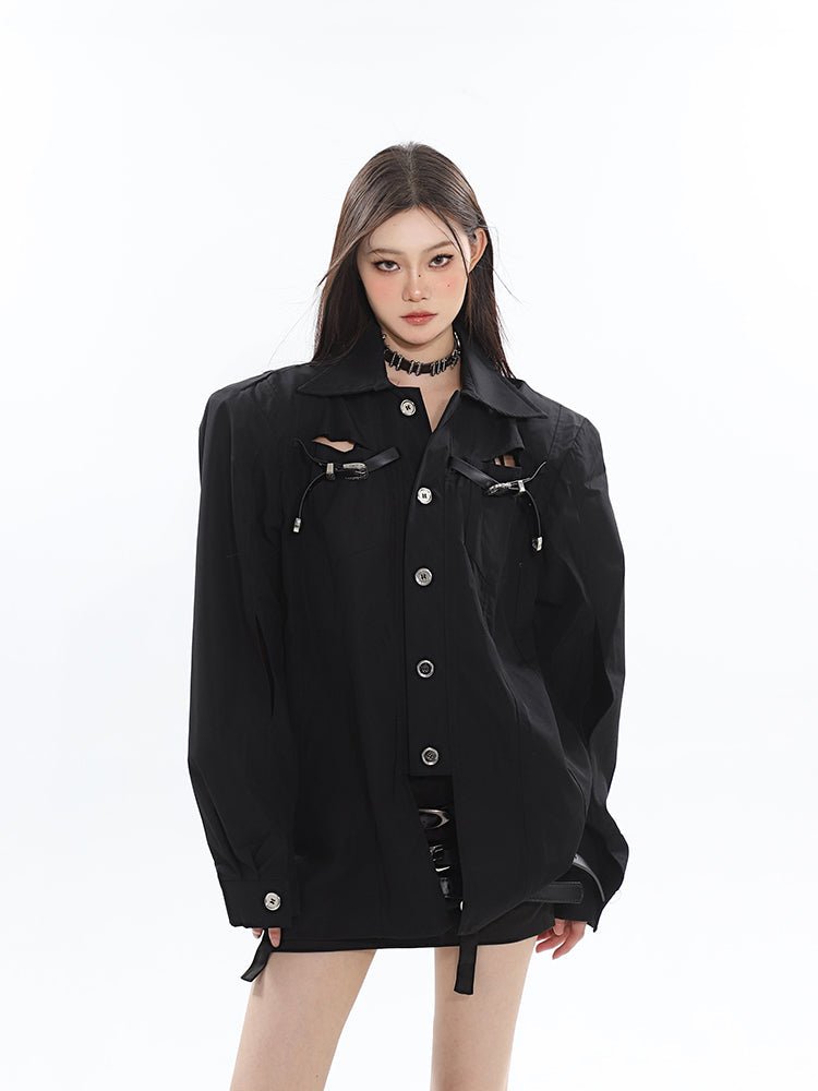 Cut-out Panel Design Shirt Secondary image