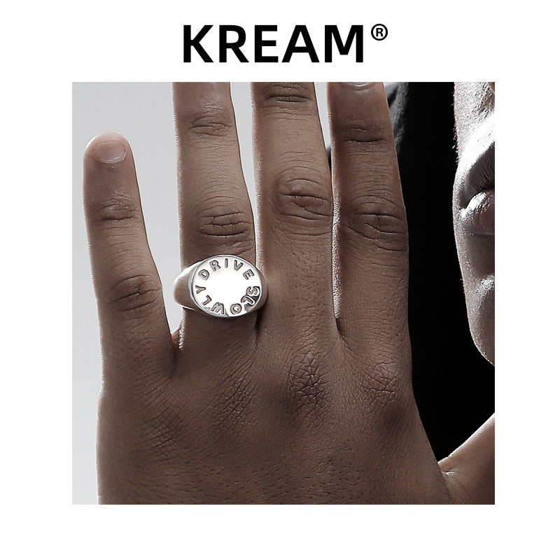 KREAM Original DRIVE SLOWLY SLOGAN Mouthpiece Sterling Silver Glossy Ring