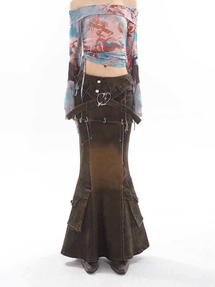 Denim Detachable Fishtail Skirt - COPPING THREADS - CT Select Main image