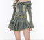 Denim Off - Shoulder Tops Pleated Skirt - COPPING THREADS - CT Select