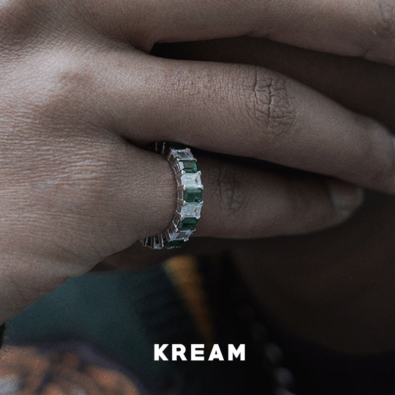 KREAM S925 Sterling Silver Square Diamond Ring