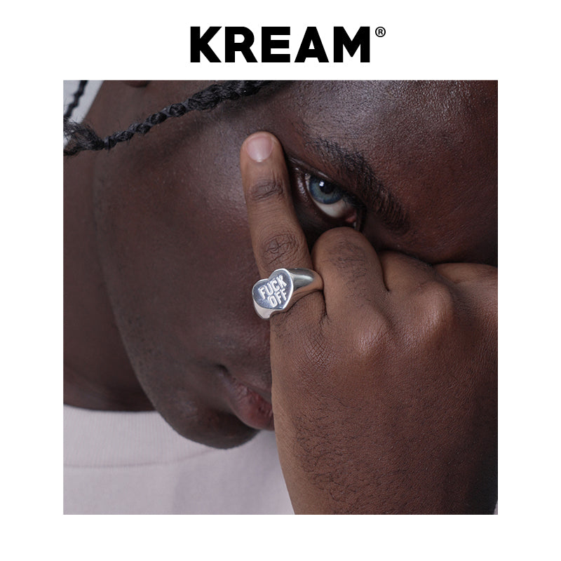 KREAM S925 スターリングシルバー ハート ファックオフ リング