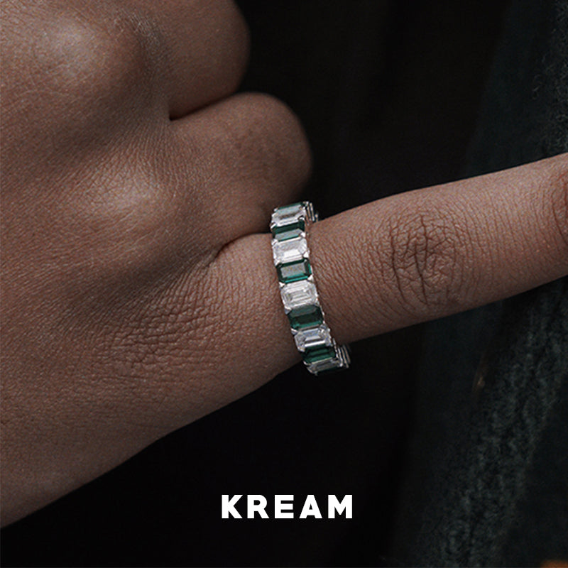 KREAM S925 Sterling Silver Square Diamond Ring