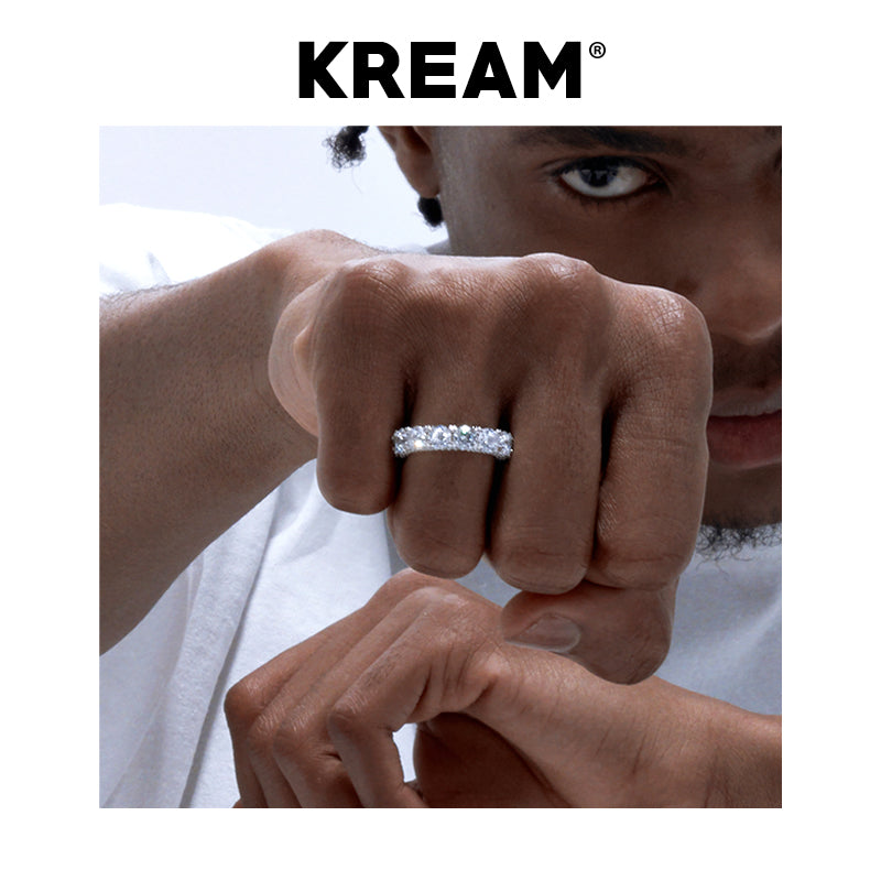 KREAM ice out ring S925 sterling silver plated white gold sparkling diamond zircon ring