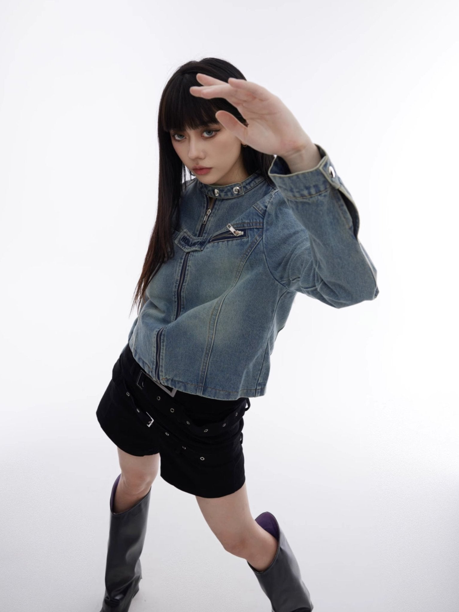 Embroidered Washed Denim Jacket - COPPING THREADS - CT Select