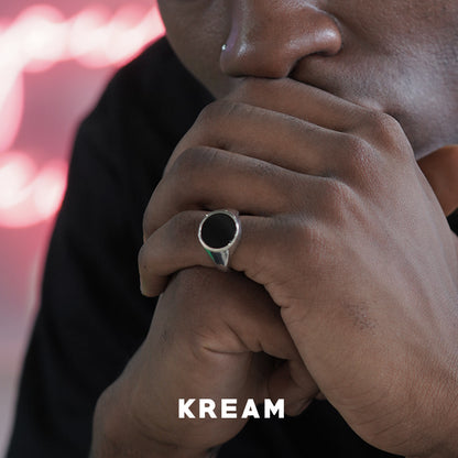 KREAM S925 Enamel Ring Sterling Silver Onyx Ring