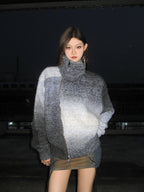 Gradient Turtleneck Diagonal Zip Sweater - COPPING THREADS - CT Select