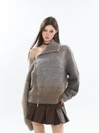 Gradient Turtleneck Diagonal Zip Sweater - COPPING THREADS - CT Select