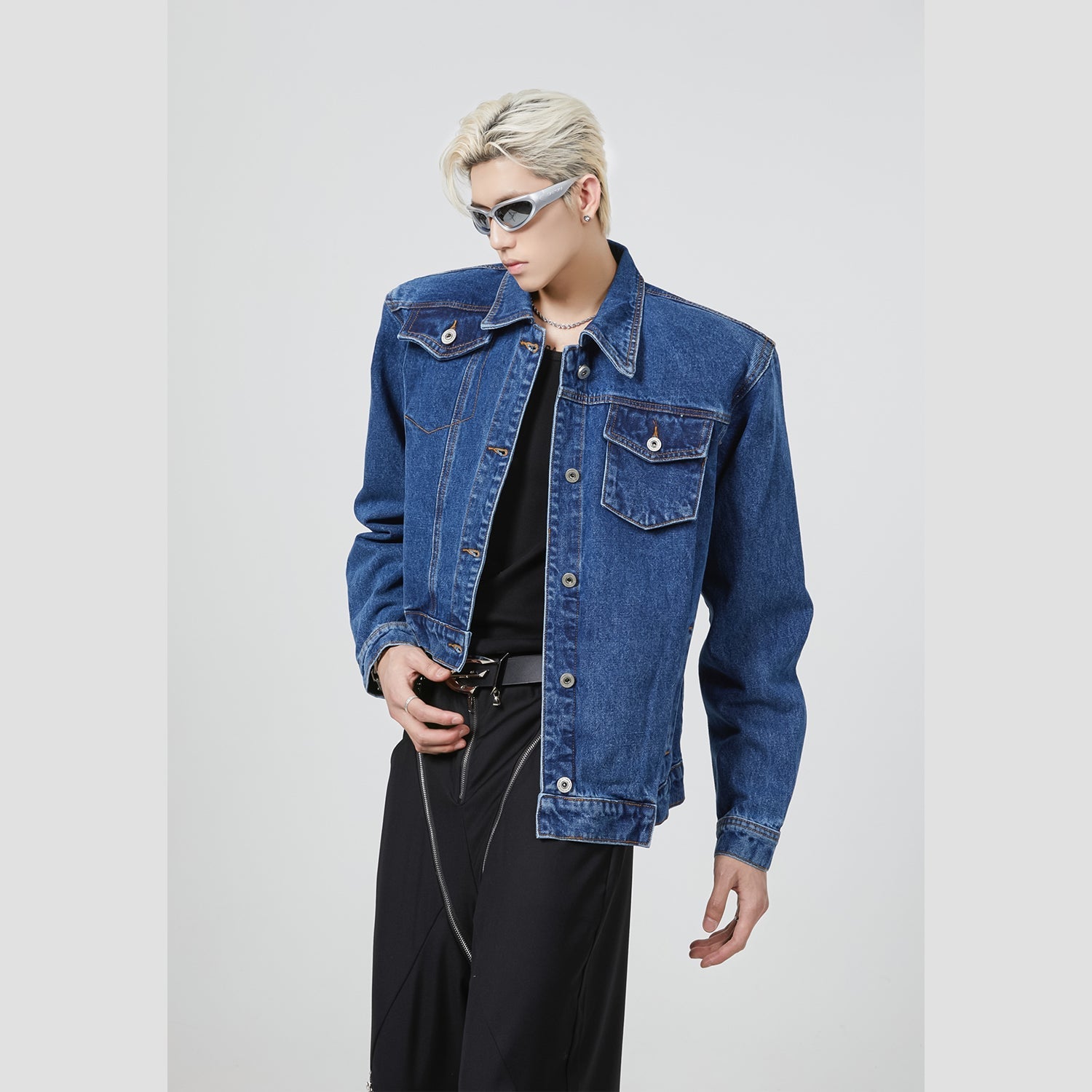 Irregular Shoulder Pad Denim Jacket - COPPING THREADS - CT Select