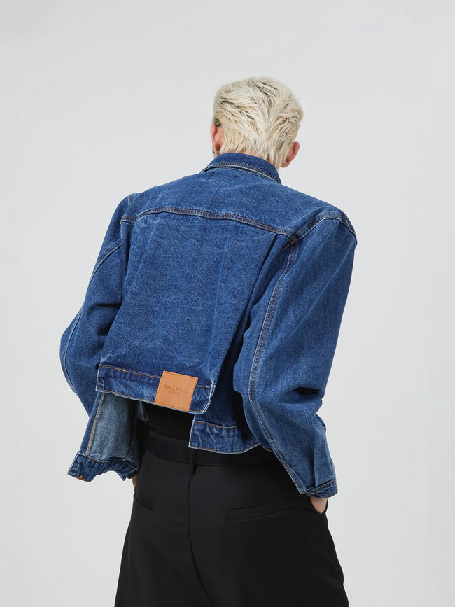 Irregular Shoulder Pad Denim Jacket Main Image