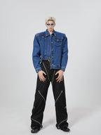 Irregular Shoulder Pad Denim Jacket - COPPING THREADS - CT Select