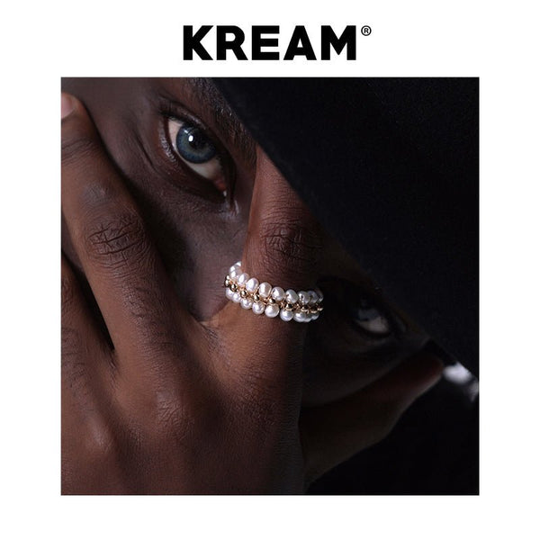 KREAM 14K Gold Clad Open Wrap Natural Pearl Ring - COPPING THREADS - KREAM