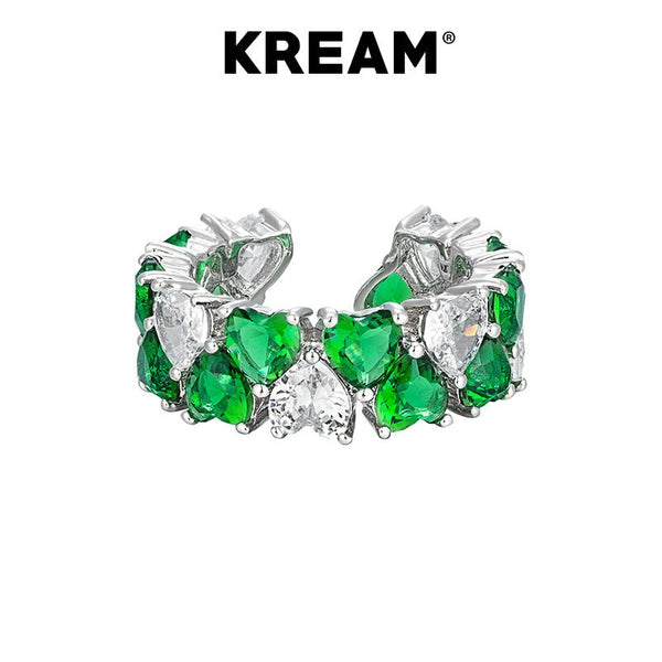 KREAM Diamond Heart Open End Ring - Size Adjustable - COPPING THREADS - KREAM