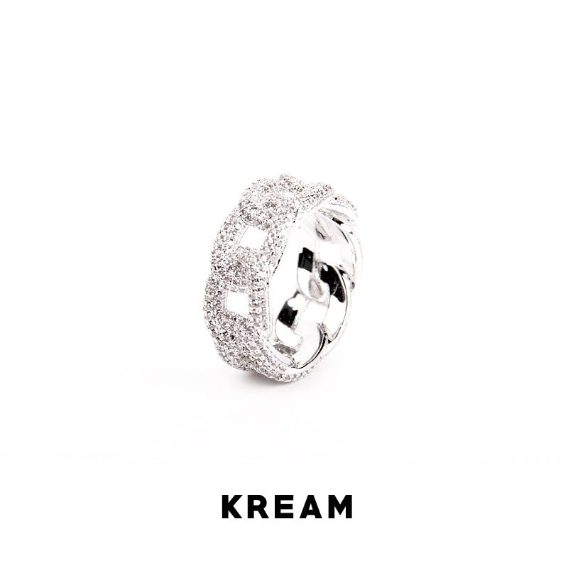 KREAM Ice Cuban Ring Sterling Silber Volldiamant Kubanischer Kettenring  Zweitbild