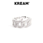 KREAM Ice Cuban ring Sterling Silver Full Diamond Cuban Chain Ring - COPPING THREADS - KREAM