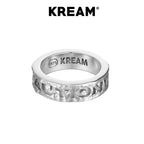 KREAM Original CAUTION WET FLOOR Sterling Silver Intaglio SLOGAN Slogan Ring - COPPING THREADS - KREAM
