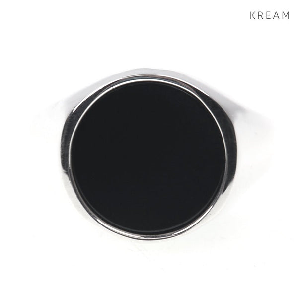 KREAM S925 Enamel Ring Sterling Silver Onyx Ring - COPPING THREADS - KREAM
