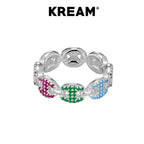KREAM S925 Sterling Silver Full Diamond Chain Ring - COPPING THREADS - KREAM