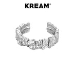 KREAM S925 Sterling Silver Irregular Simple Hammered Open End Ring - COPPING THREADS - KREAM