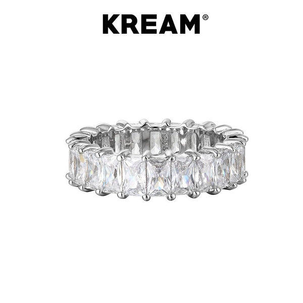 KREAM S925 Sterling Silver Rectangular Diamond Ring - COPPING THREADS - KREAM