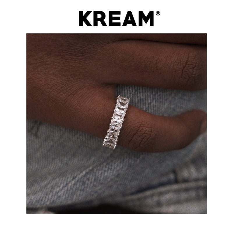 KREAM S925 Sterling Silver Rectangular Diamond Ring - COPPING THREADS - KREAM