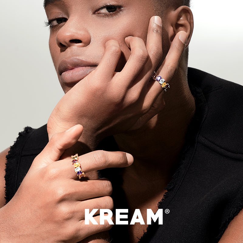 KREAM Shaped Fancy Color Diamond Ring in K Gold Plated Adjustable Size - COPPING THREADS - KREAM