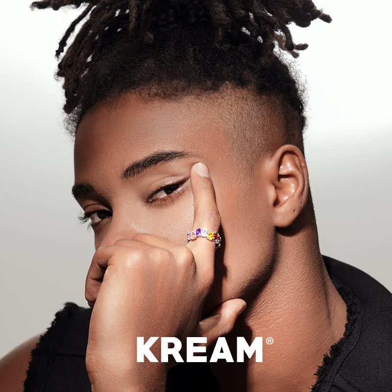 KREAM Shaped Fancy Color Diamond Ring in K Gold Plated Adjustable Size - COPPING THREADS - KREAM