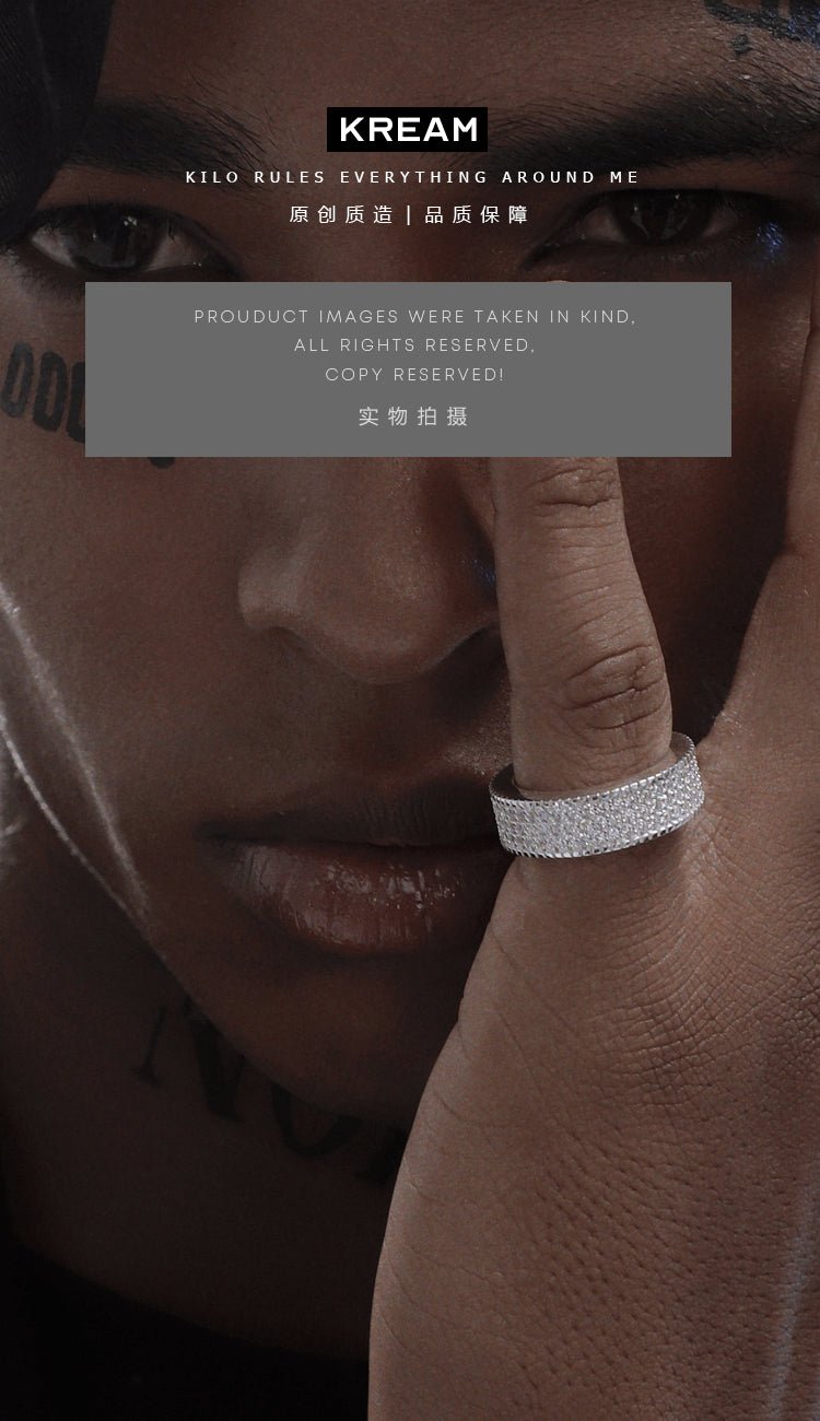 KREAMS925 VINTAGE ICE RING Vintage Full Diamond Ring in Sterling Silver - COPPING THREADS - KREAM