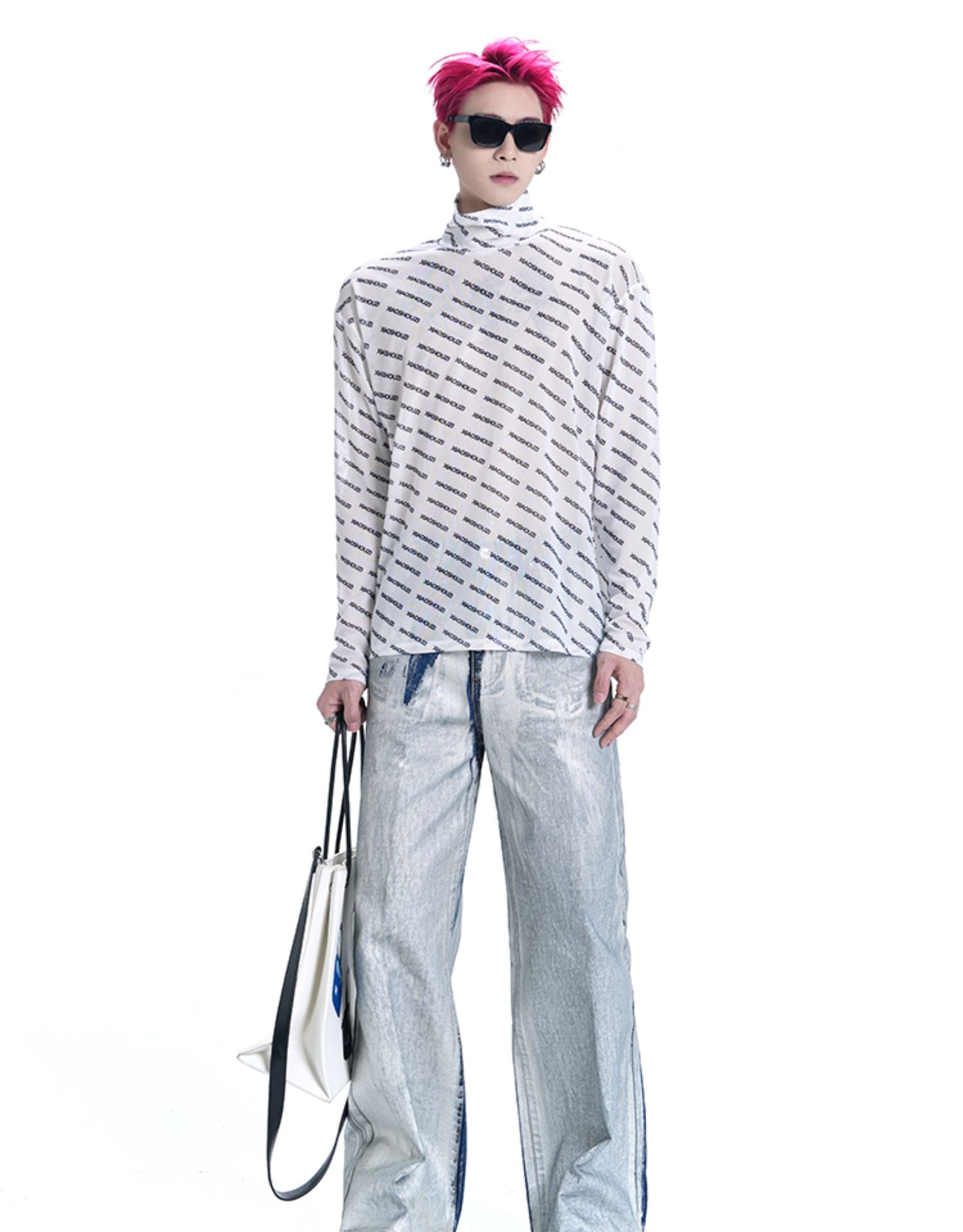 Letter Printing Ice Silk Long Sleeve Tee - COPPING THREADS - CT Select