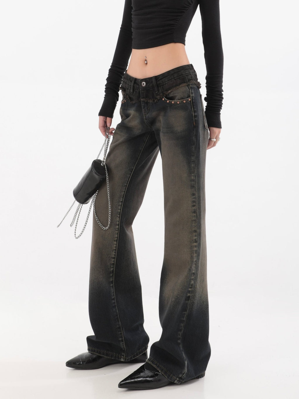 Low Rise Washed Flared Denim - COPPING THREADS - CT Select