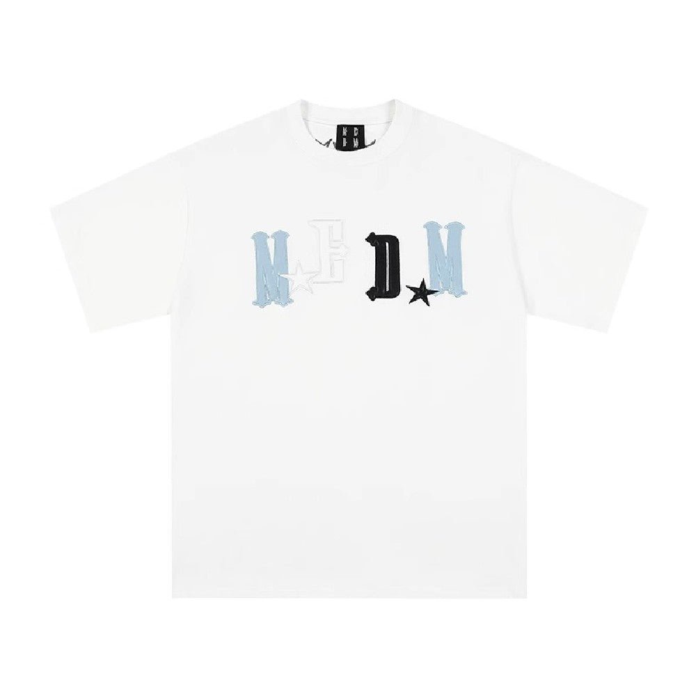 MEDM Embroidered Leather Logo Tee - COPPING THREADS - MEDM