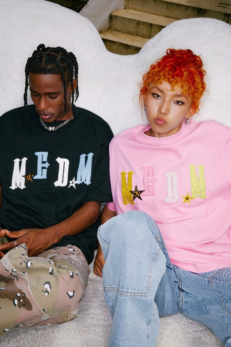 MEDM Embroidered Leather Logo Tee - COPPING THREADS - MEDM