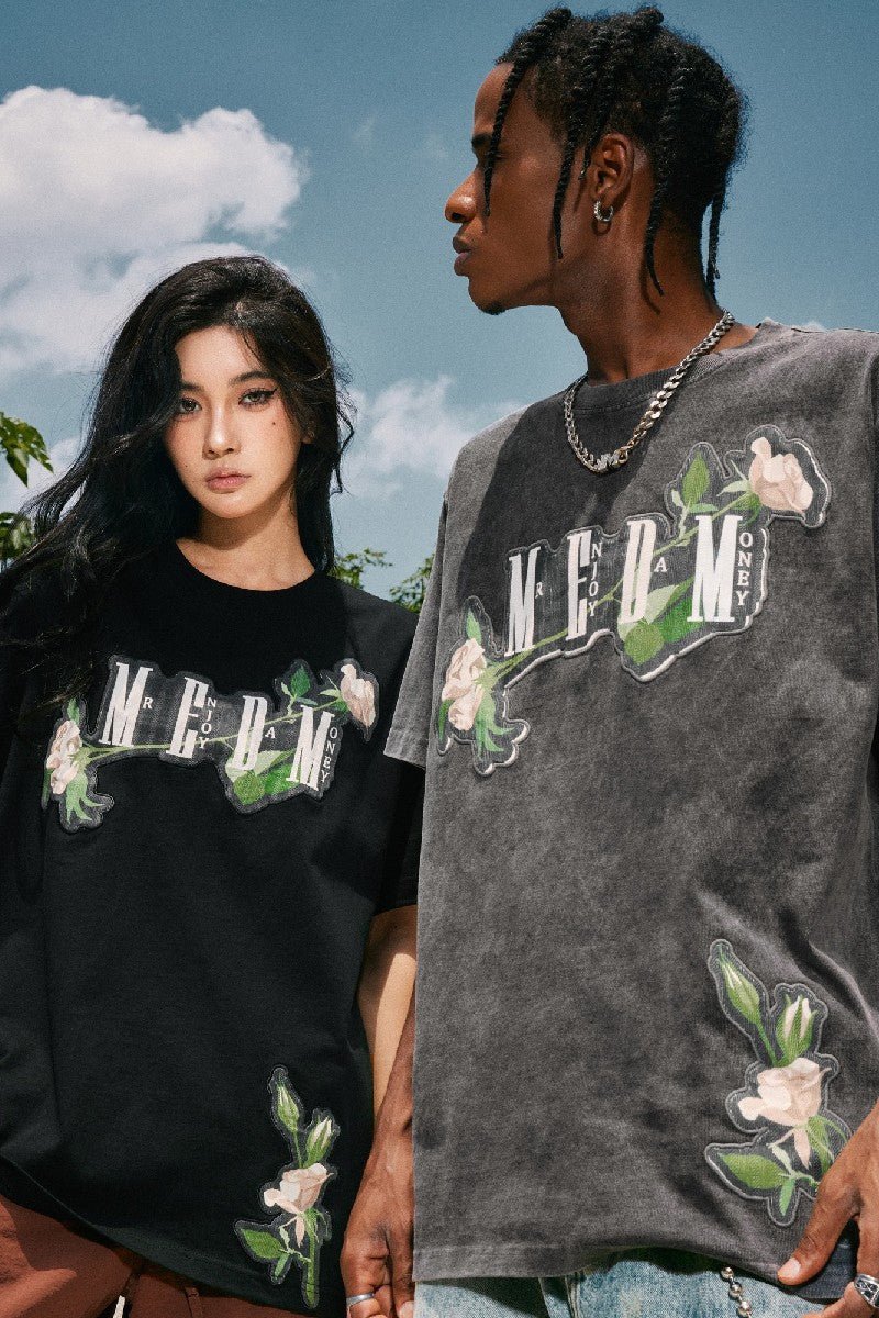 MEDM Embroidered Rose Logo Tee - COPPING THREADS - MEDM
